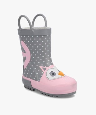 Bottes de pluie bébé fille à anses motif chouette en relief  vue2 - GEMO(BEBE DEBT) - GEMO