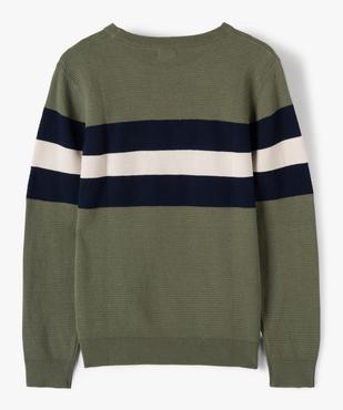 Pull garçon en maille fantaisie à larges bandes vue3 - GEMO (JUNIOR) - GEMO