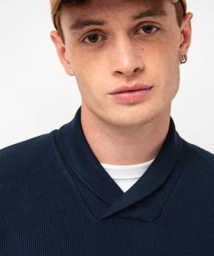 Pull col châle en fine maille côtelée homme vue8 - GEMO 4G HOMME - GEMO