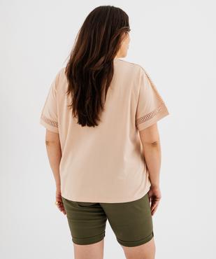 Tee-shirt manches courtes avec détails brodés femme grande taille vue3 - GEMO 4G GT - GEMO