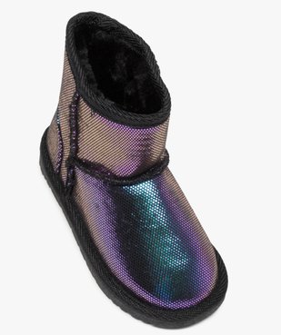 Boots fourrées fille en suédine brillante et irisée violet vue5 - GEMO (ENFANT) - GEMO
