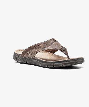 Claquettes cuir à semelle épaisse vue2 - GEMO (HOMME) - GEMO