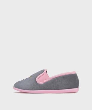 Chaussons pantoufles en velours brodés licorne fille vue3 - GEMO 4G FILLE - GEMO