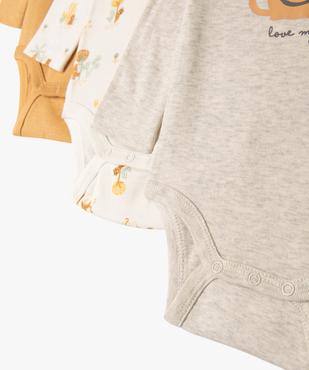 Bodies à manches longues à motifs savane bébé garçon (lot de 3) vue3 - GEMO 4G BEBE - GEMO