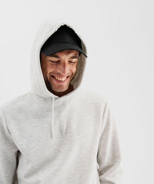 Sweat à capuche en maille texturée homme vue1 - GEMO (HOMME) - GEMO