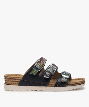 Sandales confort femme mules à talon compensé colorées vue1 - GEMO (CONFORT) - GEMO