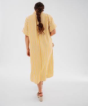 Robe chemise longue et fluide à rayures et motif femme grande taille vue4 - GEMO 4G GT - GEMO