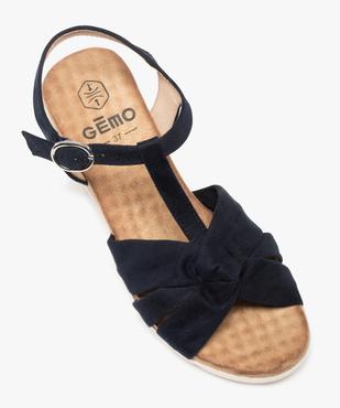 Sandales femme compensées à brides drapées en suédine vue5 - GEMO(URBAIN) - GEMO