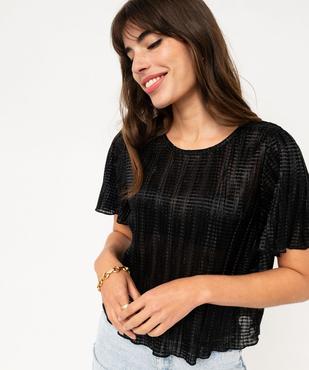 Blouse à manches courtes en maille gaufrée scintillante femme vue2 - GEMO(FEMME PAP) - GEMO