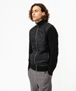 Gilet zippé bimatière à col montant homme vue1 - GEMO (HOMME) - GEMO
