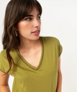 Tee-shirt à manches courtes avec finitions scintillantes femme vue2 - GEMO 4G FEMME - GEMO