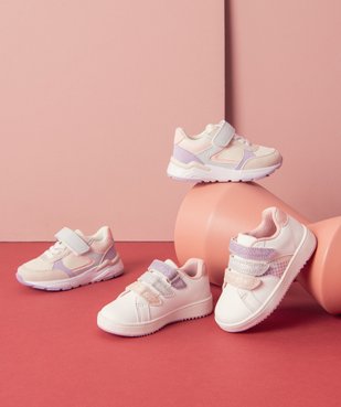 Baskets bébé fille unie avec triple scratch à paillettes vue7 - GEMO 4G BEBE - GEMO