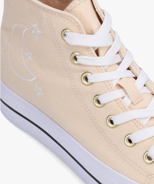 Baskets femme en toile montantes brodées lune vue6 - GEMO 4G FEMME - GEMO