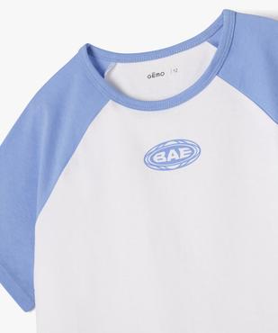 Tee-shirt manches courtes contrastantes coupe large fille vue2 - GEMO 4G FILLE - GEMO