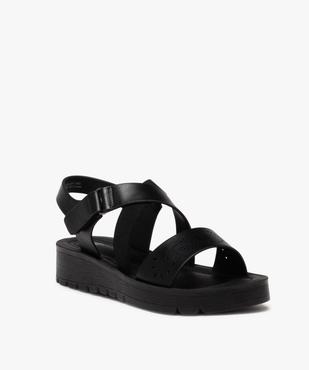 Sandales femme confort unies à semelle crantée avec brides fantaisie vue2 - GEMO (CONFORT) - GEMO
