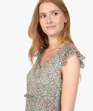 Robe femme à motifs fleuris et rayures pailletées vue2 - GEMO(FEMME PAP) - GEMO