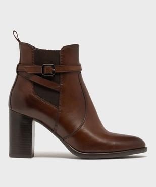 Bottines en cuir à talon haut avec fermeture zippée femme - Tanéo vue1 - TANEO - GEMO
