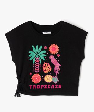Tee-shirt manches courtes coupe loose imprimé tropical fille vue1 - GEMO (ENFANT) - GEMO