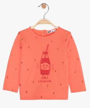 Tee-shirt bébé fille manches longues imprimé en coton bio vue1 - GEMO 4G BEBE - GEMO