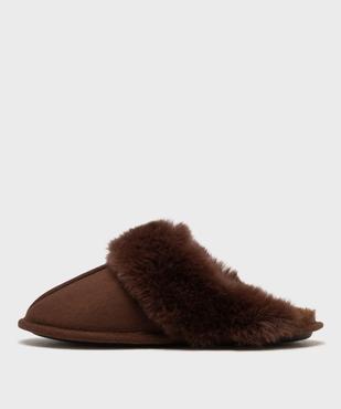 Chaussons mules en suédine avec fourrure imitation femme vue3 - GEMO(HOMWR FEM) - GEMO