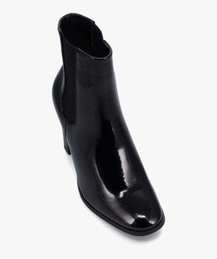 Boots femme style Chelsea à talon haut dessus verni vue5 - GEMO(URBAIN) - GEMO