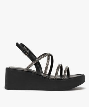 Sandales femme avec brides à strass et semelle plateforme vue1 - GEMO(URBAIN) - GEMO