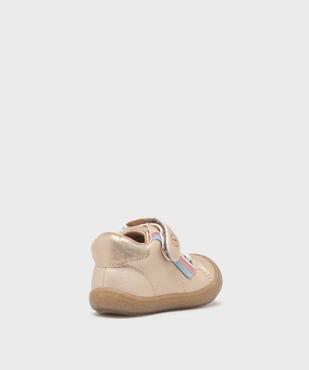 Chaussures premiers pas à semelle intérieure cuir et fermeture scratch bébé fille - Alma vue4 - ALMA - GEMO