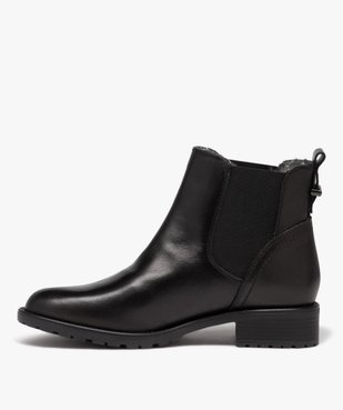 Boots femme dessus en cuir uni et intérieur fourré - Taneo vue3 - TANEO - GEMO