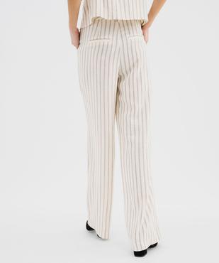 Pantalon large à rayures en viscose et lin femme vue3 - GEMO 4G FEMME - GEMO