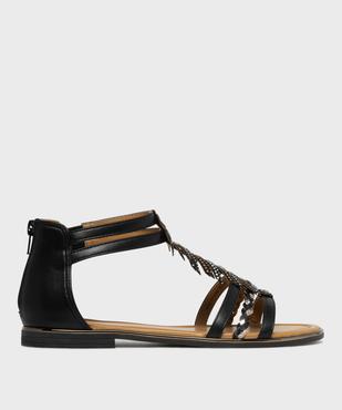 Sandales plates à brides avec fermeture zip au talon femme - Emilia Rosa vue1 - EMILIA ROSA - GEMO