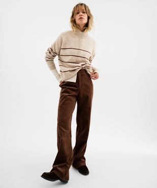 Pull rayé à col cheminée coupe loose femme vue4 - GEMO(FEMME PAP) - GEMO