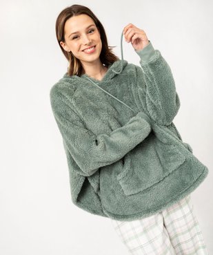 Veste d’intérieur à capuche en maille peluche femme  vue2 - GEMO(HOMWR FEM) - GEMO