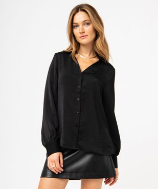 Chemise satinée unie femme vue1 - GEMO 4G FEMME - GEMO