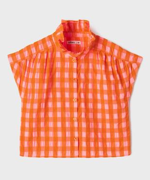 Chemise à carreaux sans manches avec col à volants fille vue1 - GEMO (ENFANT) - GEMO