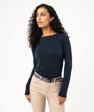 Tee-shirt à manches longues avec col fantaisie femme vue1 - GEMO(FEMME PAP) - GEMO