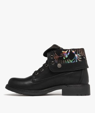 Boots femme biker à col et languette rabattable à motifs pailletés vue4 - VALENTINA BALDA - GEMO