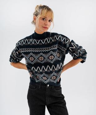 Pull jacquard à col montant coupe loose femme vue1 - GEMO(FEMME PAP) - GEMO