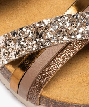 Sandales fille à motifs et à brides contrastées à paillettes   vue6 - GEMO 4G FILLE - GEMO