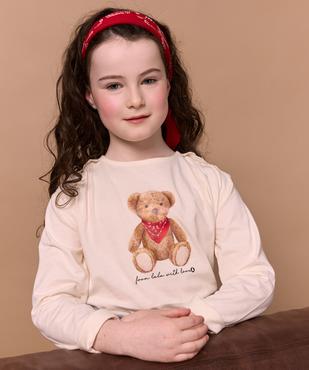 Tee-shirt manches longues avec motif nounours fille - LuluCastagnette vue4 - LULU CASTAGNETTE GEMO FOR GOOD - GEMO