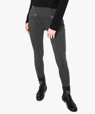 Pantalon femme moulant chiné à zips et taille élastique vue1 - GEMO(FEMME PAP) - GEMO