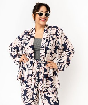Veste kimono ample en viscose fleurie femme grande taille vue1 - GEMO (G TAILLE) - GEMO