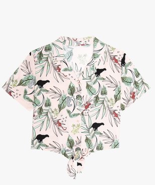 Chemise fille courte et fluide à motifs avec noeud dans le bas vue1 - GEMO (JUNIOR) - GEMO