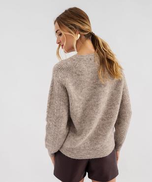 Pull à col rond boutonné en maille fantaisie femme vue3 - GEMO 4G FEMME - GEMO