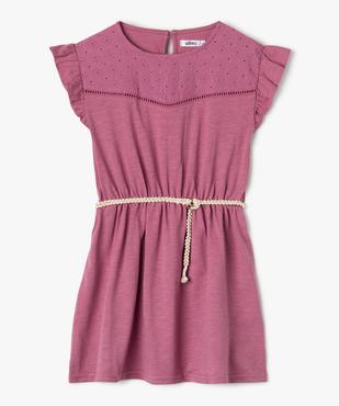 Robe fille en maille avec buste brodé et manches à volants vue1 - GEMO 4G FILLE - GEMO