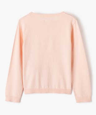 Pull fille en fine maille à plastron ajourée vue3 - GEMO (ENFANT) - GEMO