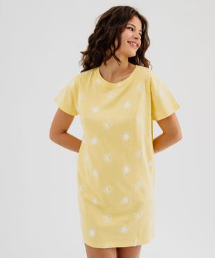 Chemise de nuit à manches courtes imprimée femme vue2 - GEMO 4G FEMME - GEMO