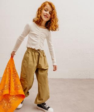 Pantalon cargo parachute en toile fine fille vue5 - GEMO 4G FILLE - GEMO