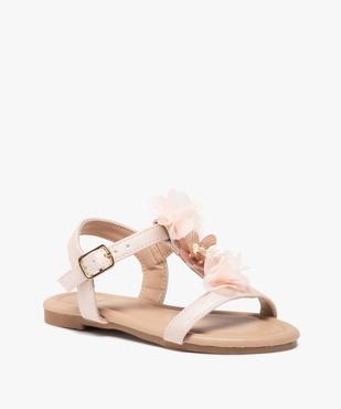 Sandales fille unies à fines brides et fleurs en tulle vue2 - GEMO (ENFANT) - GEMO