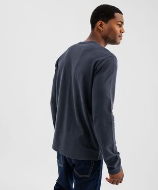 Tee-shirt manches longues en coton piqué avec col tunisien homme vue4 - GEMO 4G HOMME - GEMO