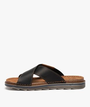 Mules homme à brides croisées en cuir - Tanéo vue3 - TANEO - GEMO